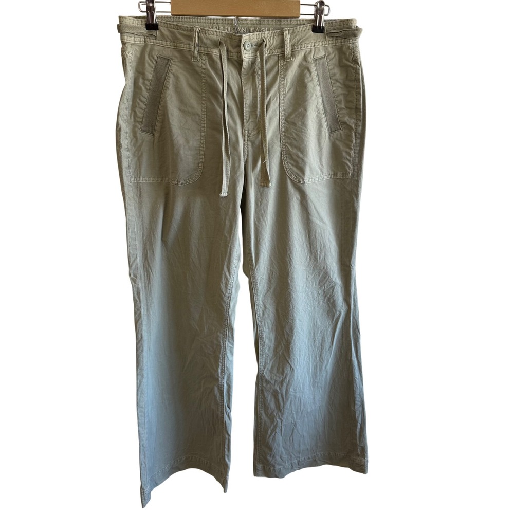 American Eagle Size 12 Sage Green Low Rise Baggy Flare Pants Retro Y2K